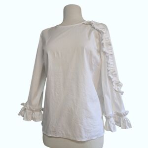 Halogen Ruffled Boxy White Top Size XL